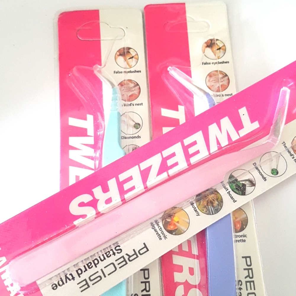 🆕 NEW 2/15$ 1 pc Standard CurvedTweezers with Protector Cap (Light Pink)